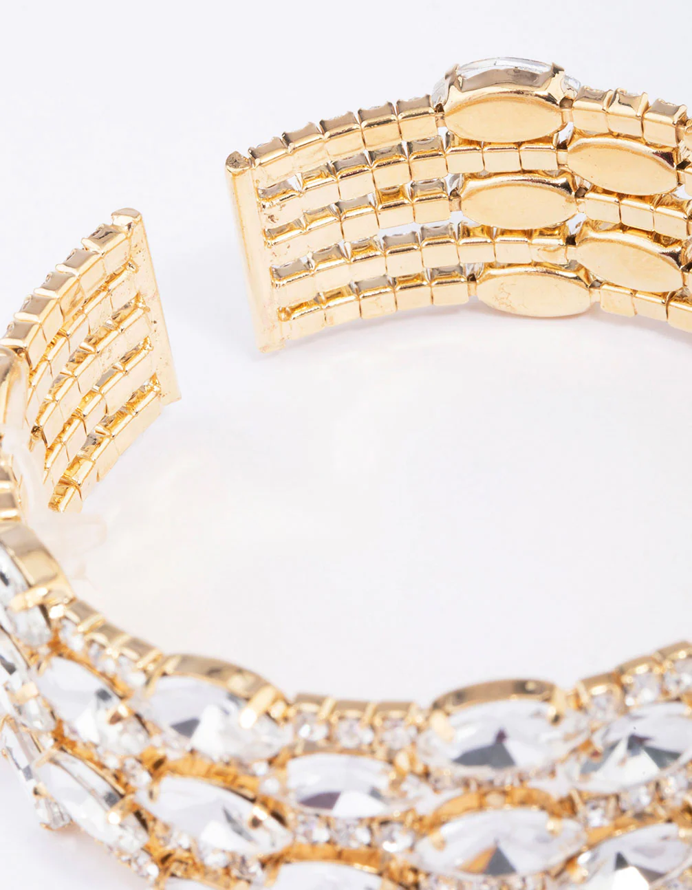 Gold Layered Diamante Oval Wrist Cuff - Image 3
