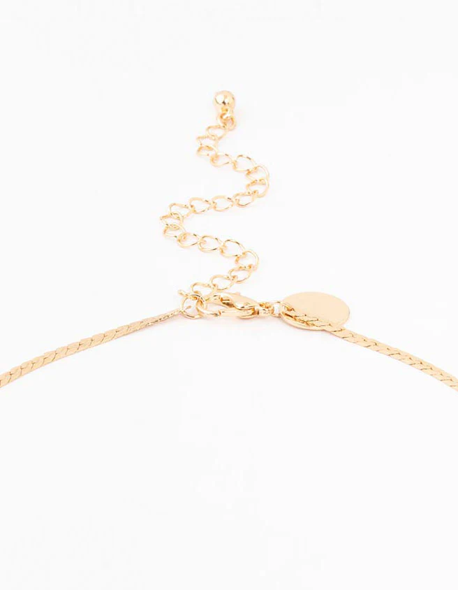 Gold Lazer Cut Leaf Y-Necklace - Image 3