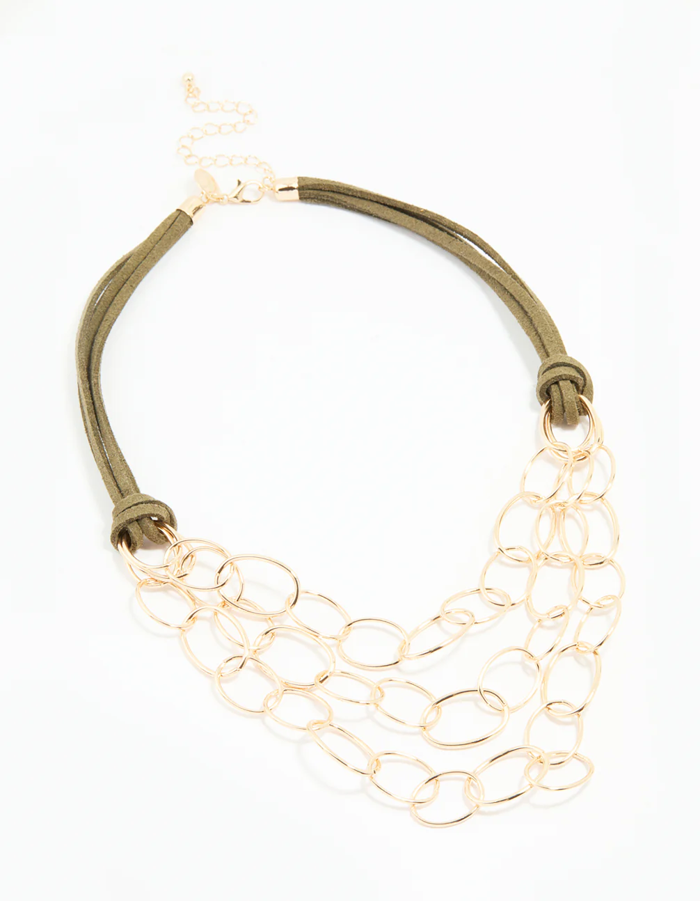 Gold Linked Layered Cord Necklace - Image 2