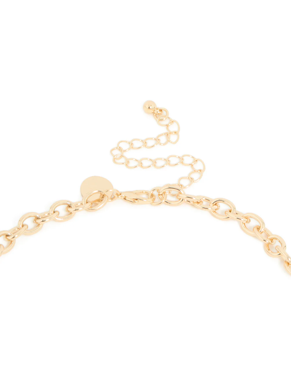 Gold Long Green Beaded & Link Necklace - Image 3