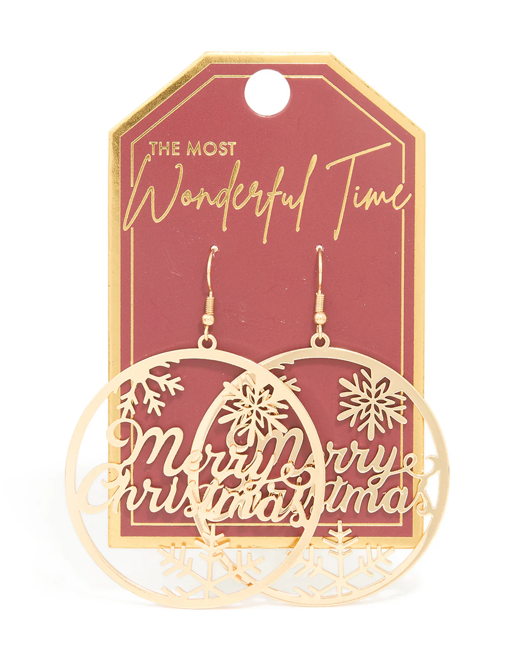 Gold Merry Christmas Hoop Earrings - Image 3