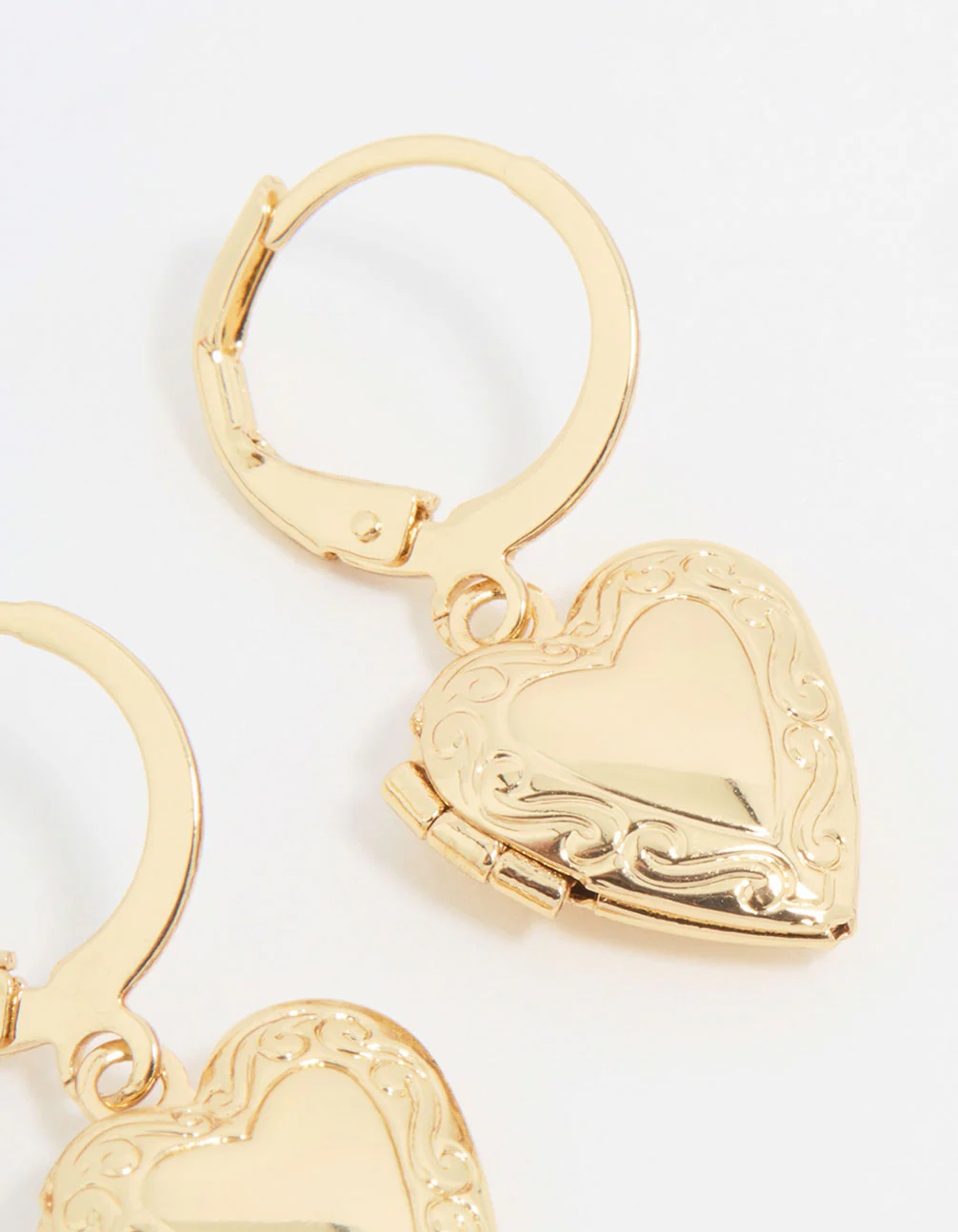 Gold Plated Mini Locket Drop Earrings - Image 5