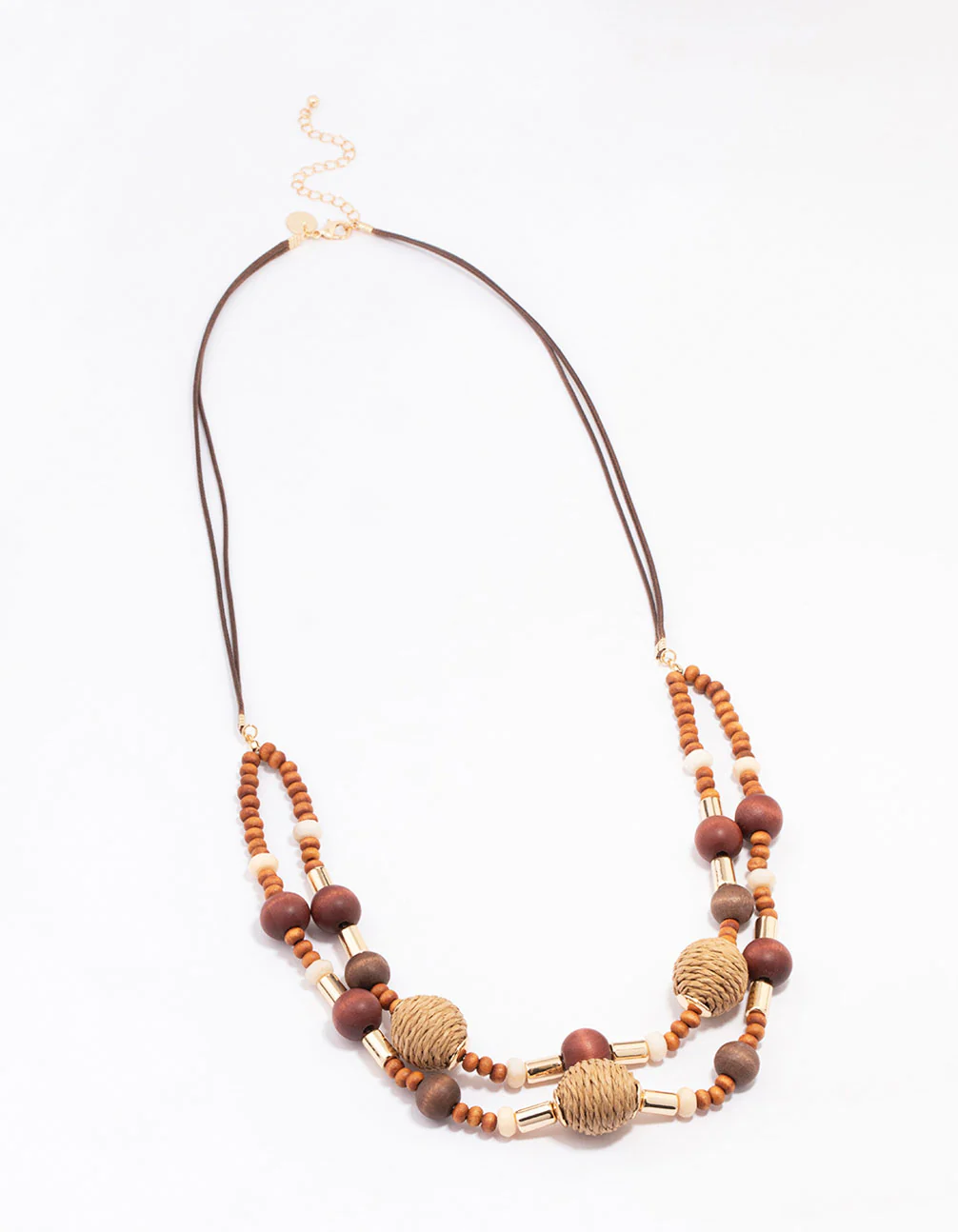 Gold Mixed Beaded Layered Necklace - Image 2
