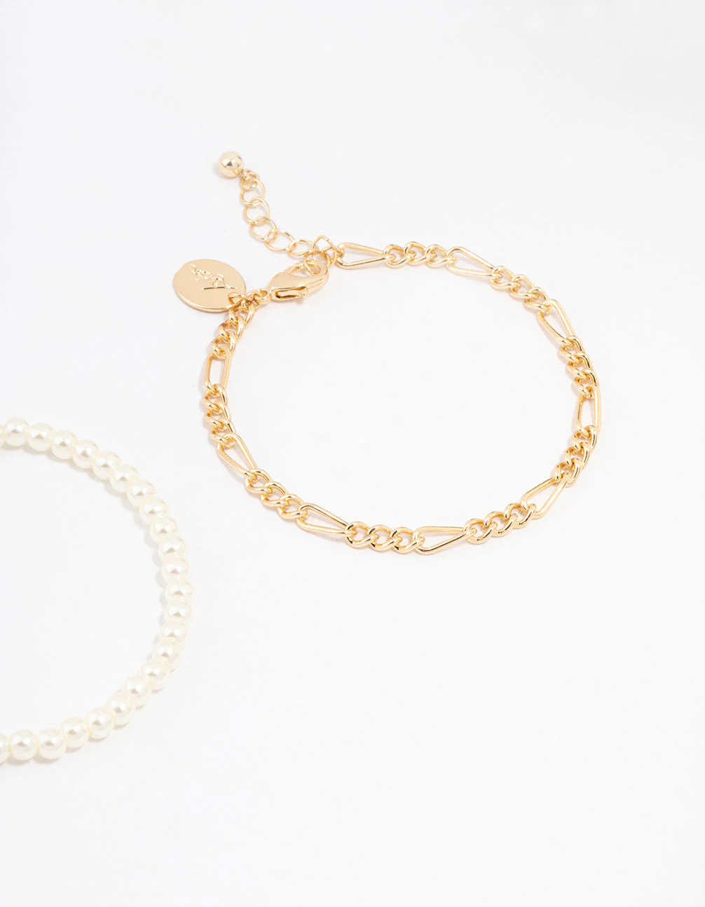 Gold Mixed Chain And Pearl Bracelets 3-Pack - Image 3