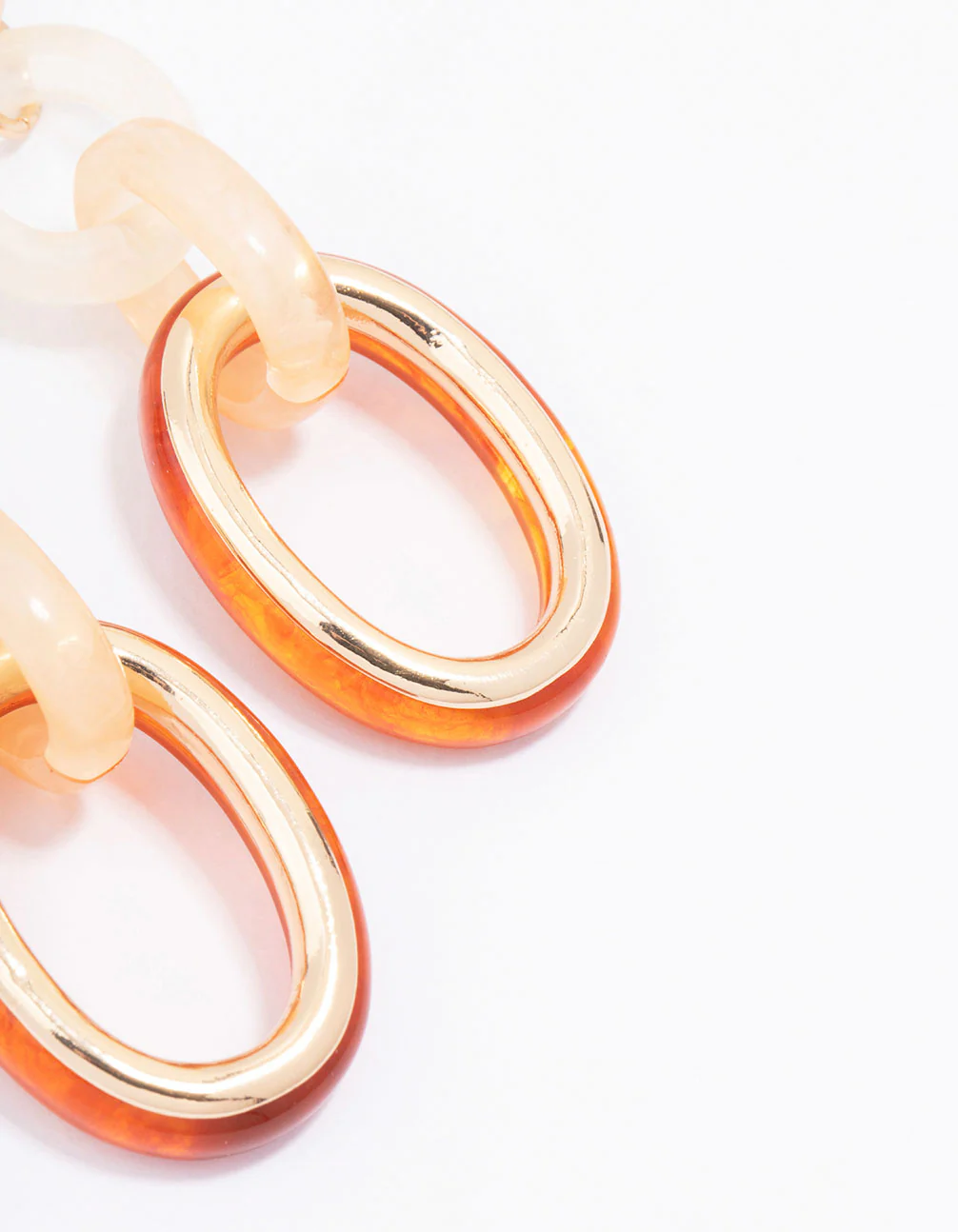Gold Mixed Circle Link Drop Earrings - Image 3