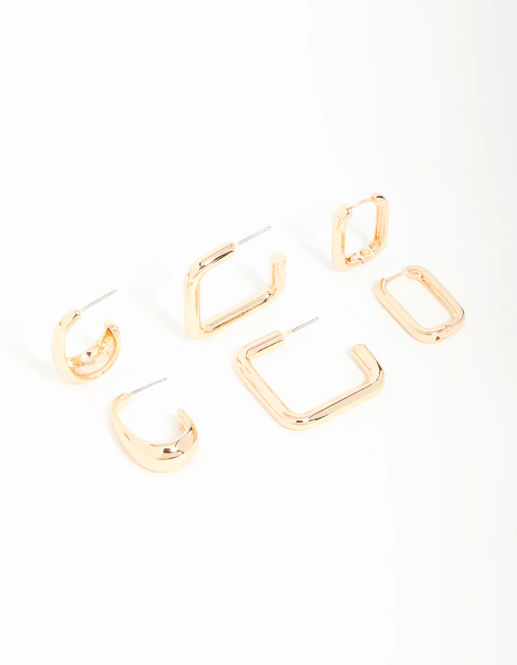 Gold Mixed Huggie Hoop Earrings 3-Pack