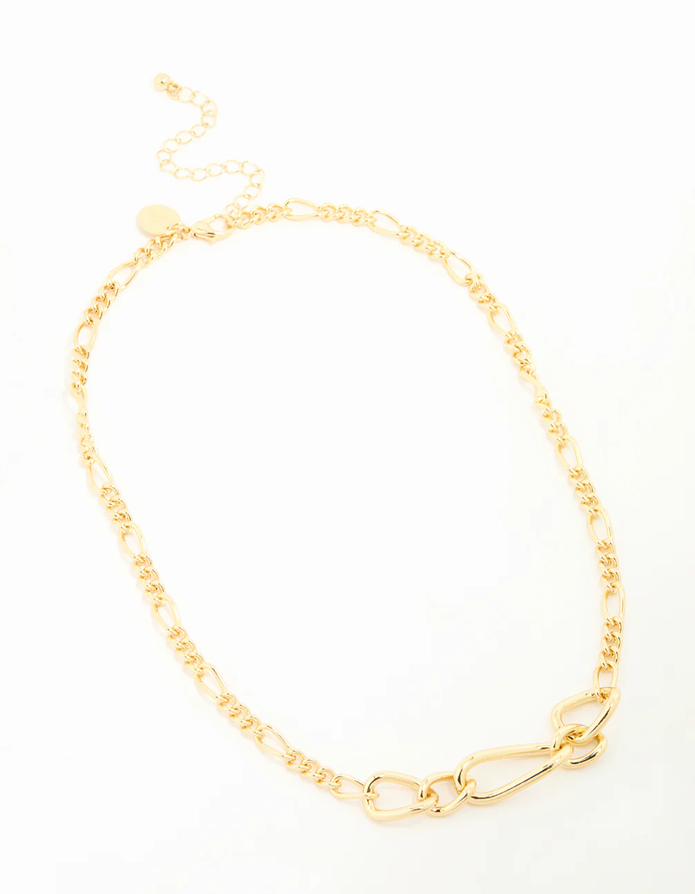 Gold Plated Mixed Link Chunky Necklace - Image 4