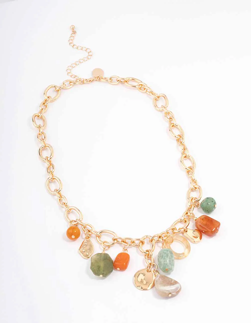 Gold Mixed Stone Charm Chain Necklace - Image 2