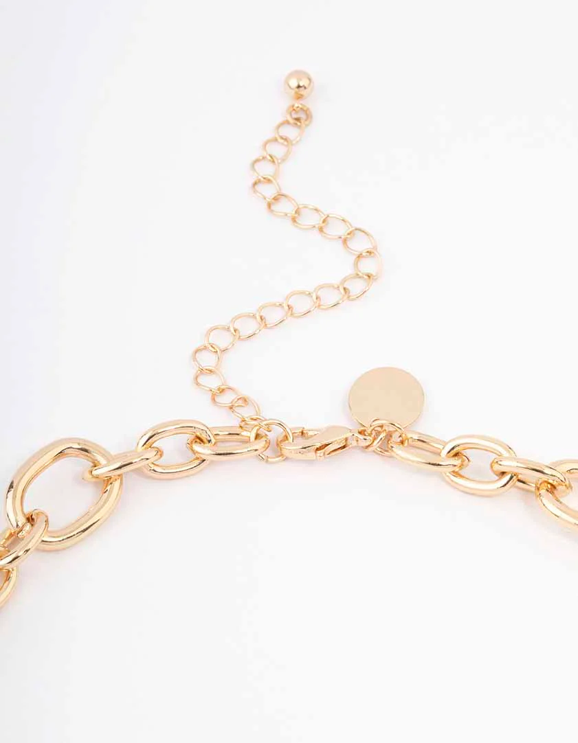 Gold Mixed Stone Charm Chain Necklace - Image 3