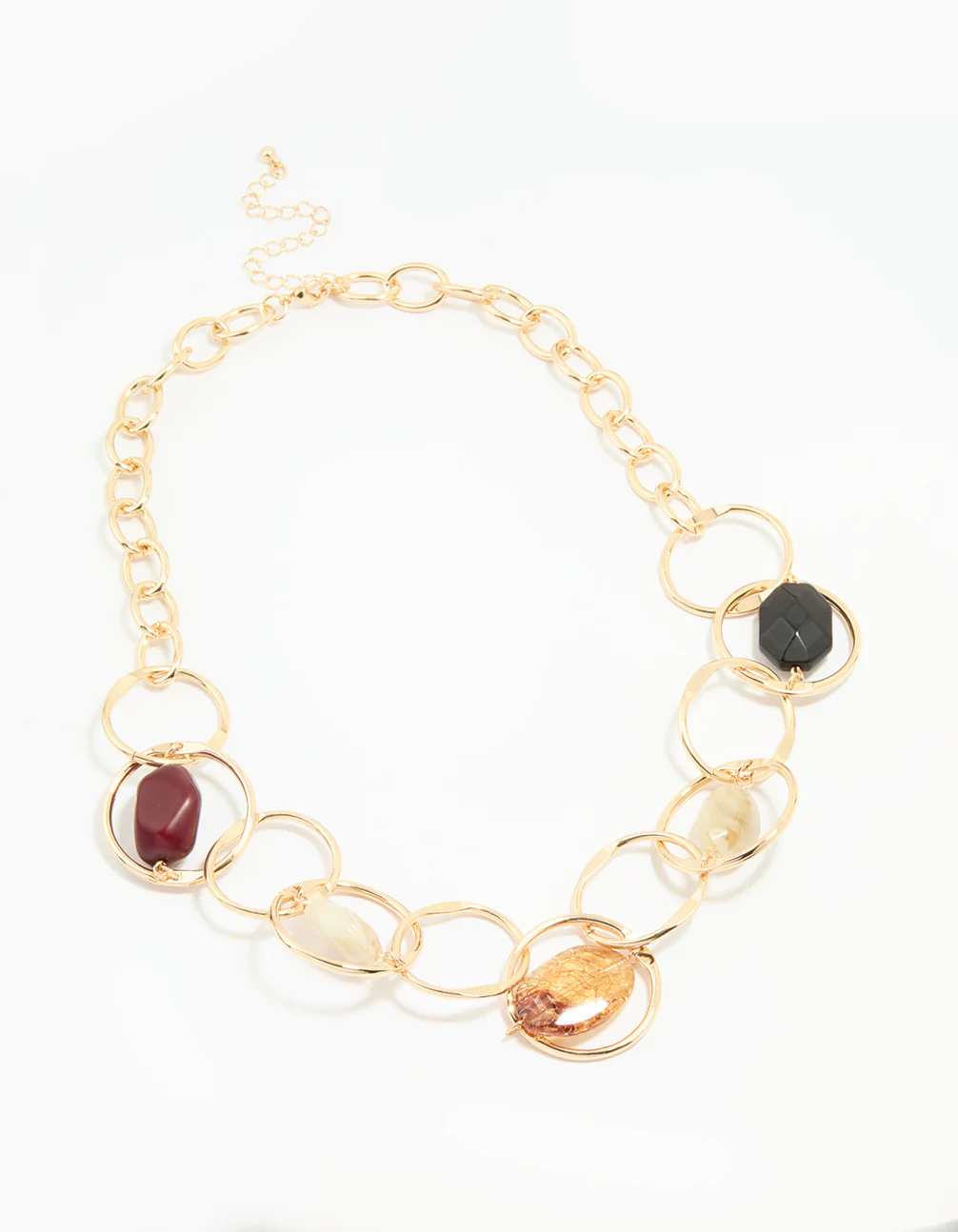 Gold Mixed Stone Circle Necklace - Image 4