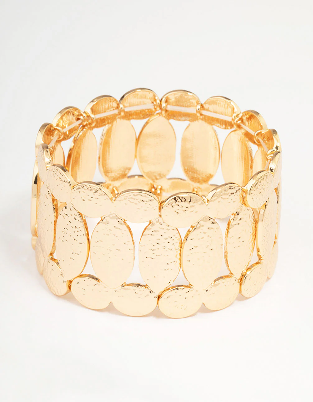 Gold Molten Mixed Oval Stretch Bracelet
