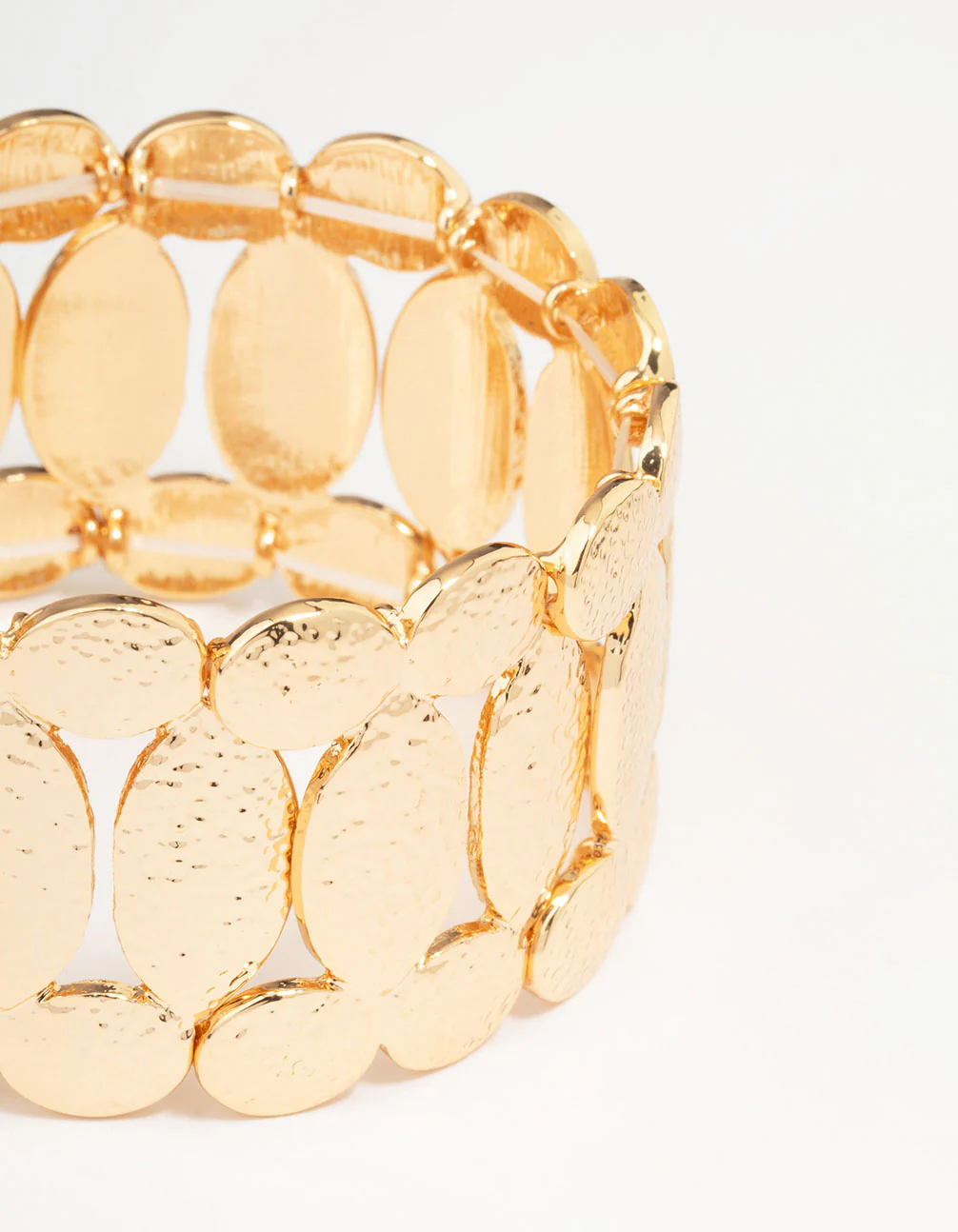 Gold Molten Mixed Oval Stretch Bracelet - Image 2