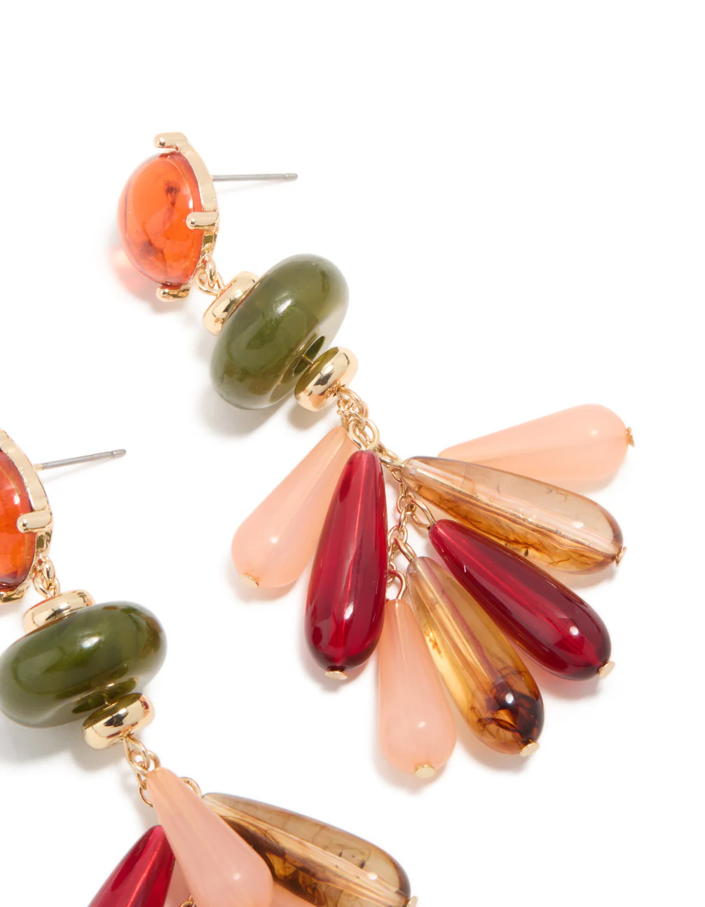 Gold Multicoloured Beaded Droplet Earrings - Image 5