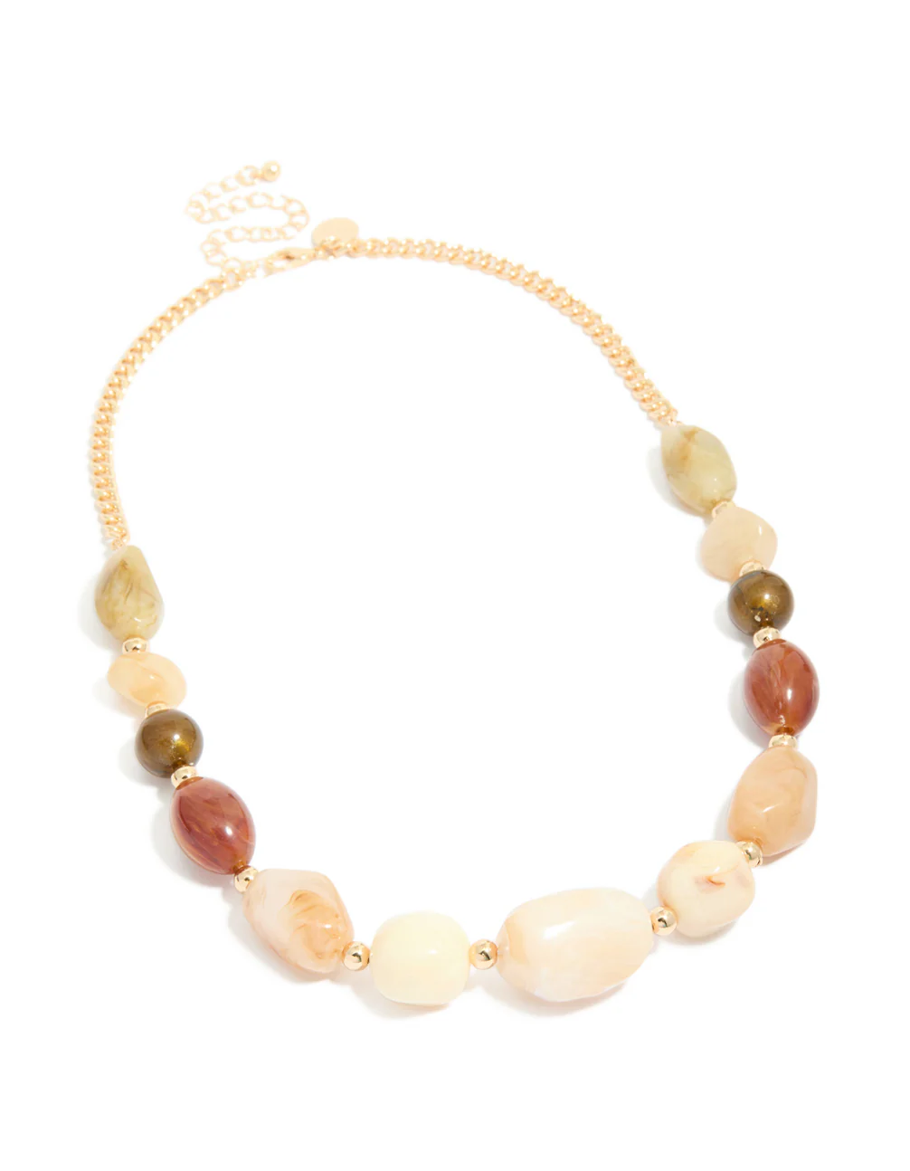 Gold Neutral Chunky Beaded Necklace - Image 3