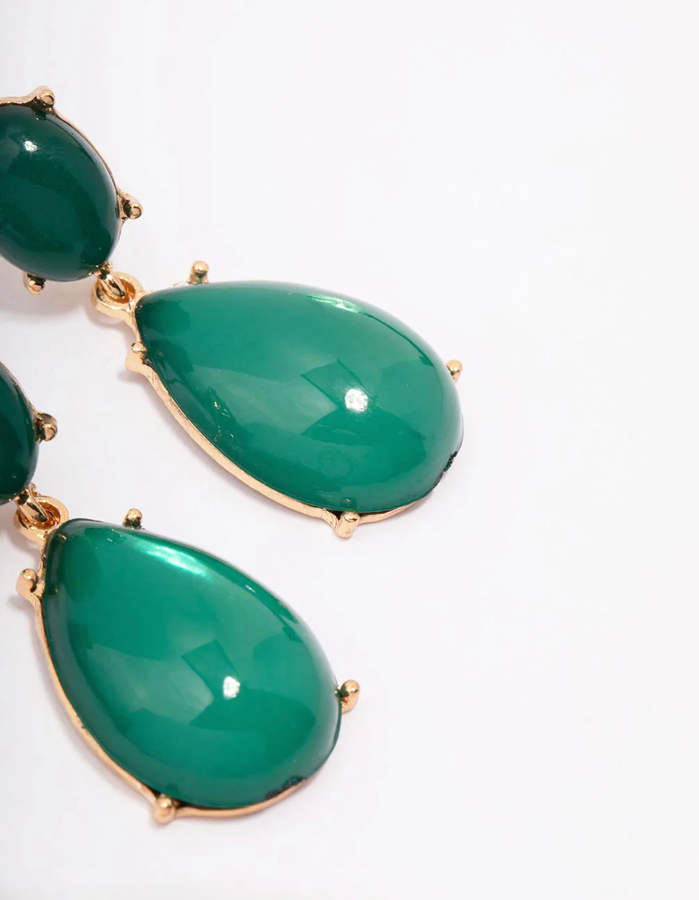 Gold Oval Stone Drop Earrings - Image 3