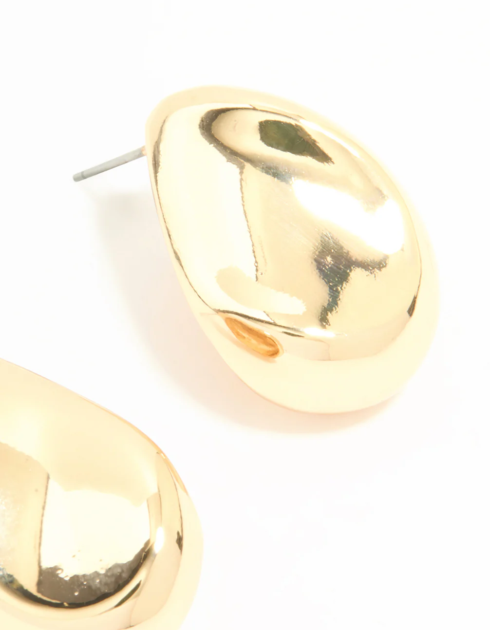 Gold Pear Shaped Stud Earrings - Image 3