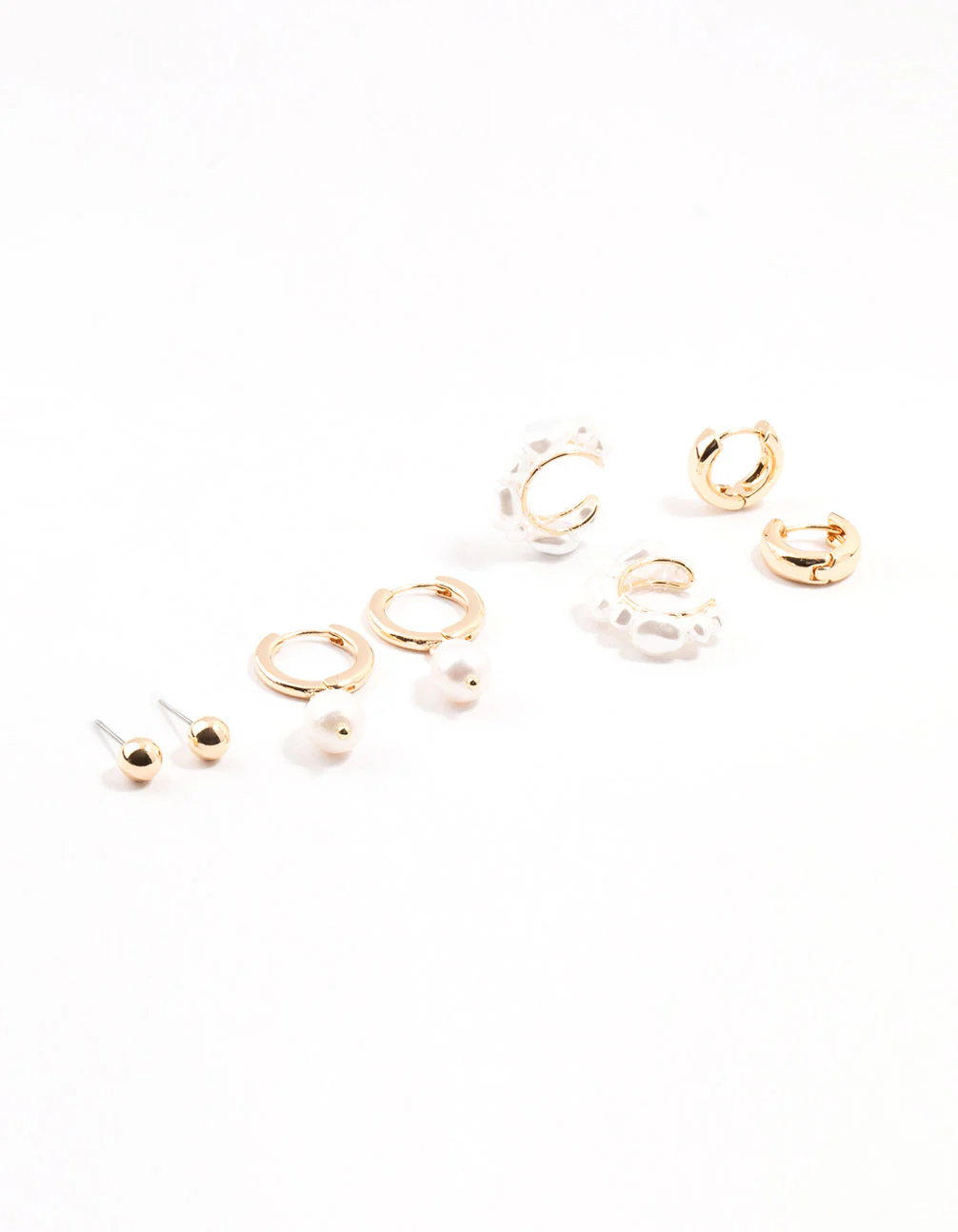 Gold Pearl Cuff & Hoop Earrings 3-Pack