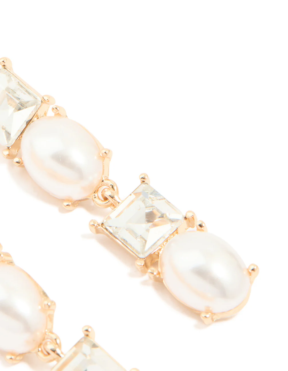 Gold Pearl & Diamante Mixed Drop Earrings - Image 5