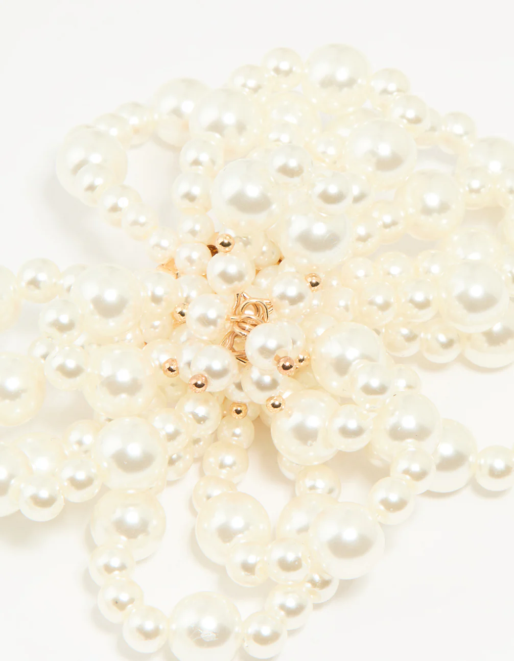Gold Pearl Floral Stud Earrings - Image 3