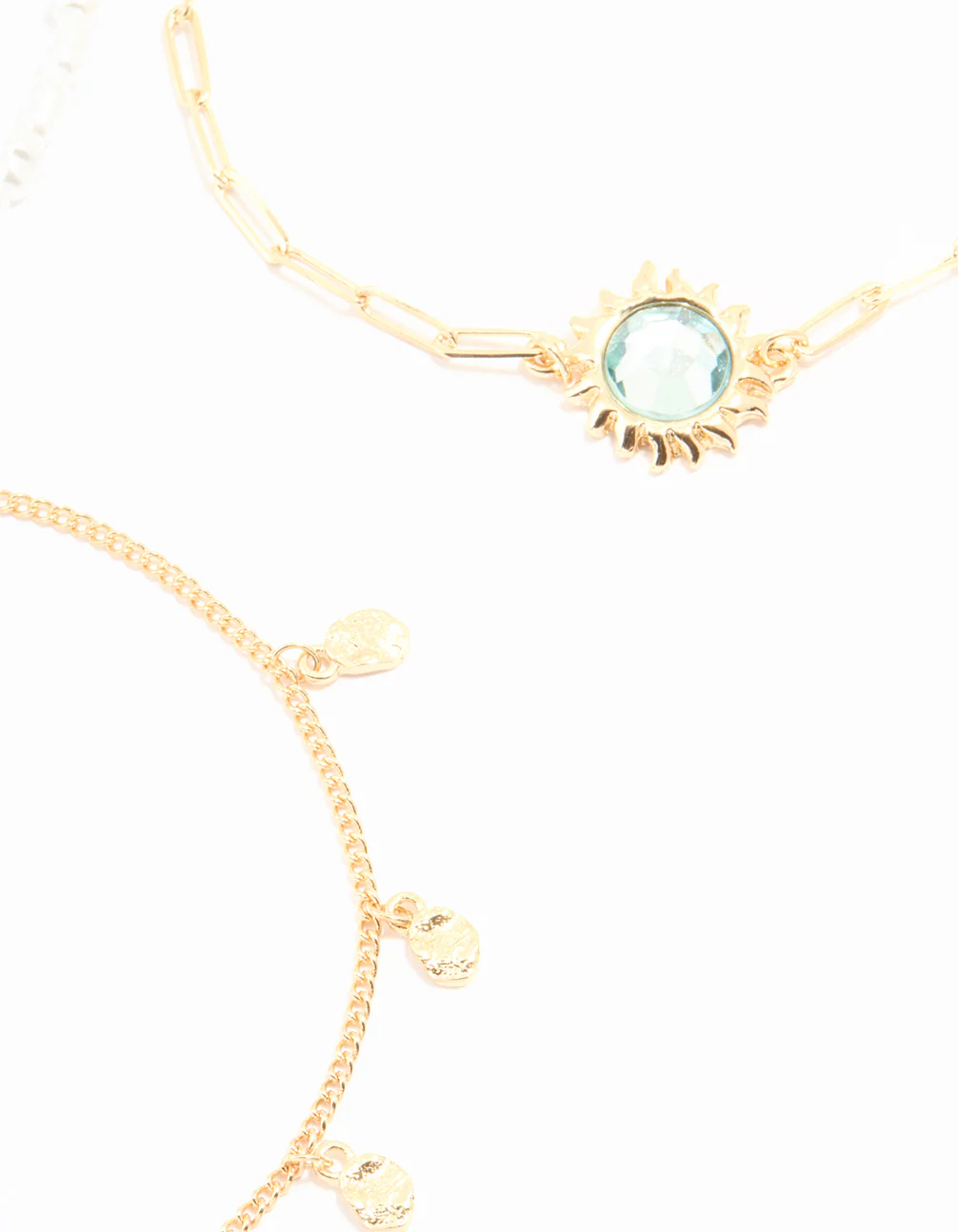 Gold Pearl & Sun Charm Anklet 3-Pack - Image 2