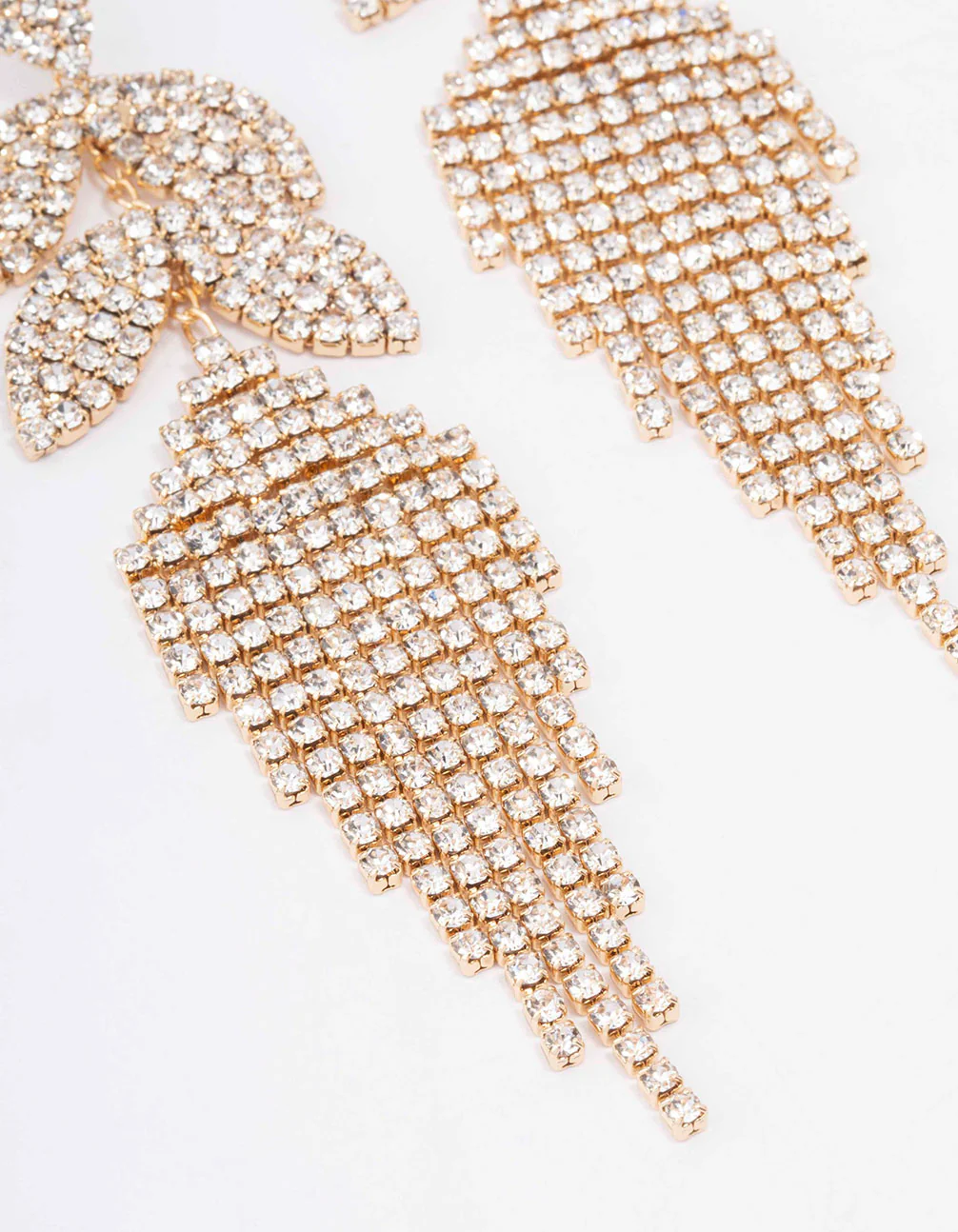Gold Petal Cupchain Drop Earrings - Image 3