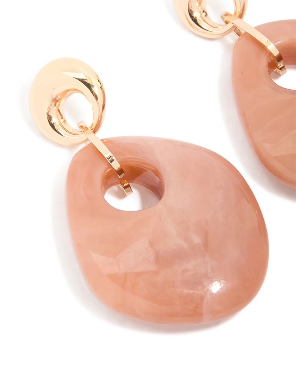 Gold & Pink Acrylic Drop Earrings - Image 4