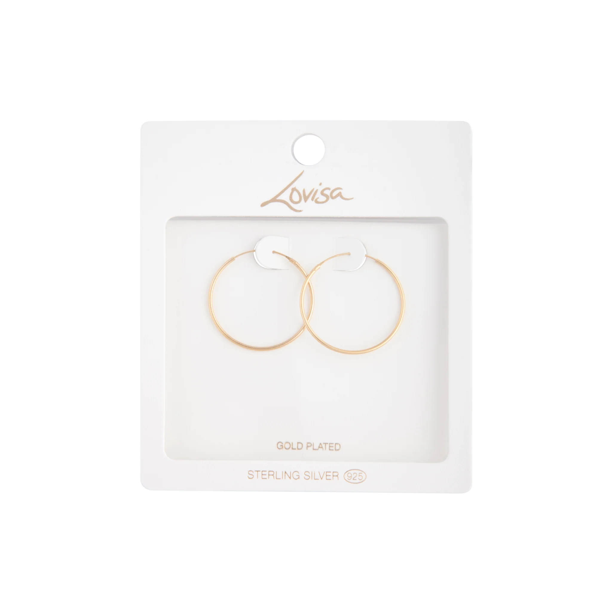 Gold Plated Sterling Silver Classic 30mm Hoop
