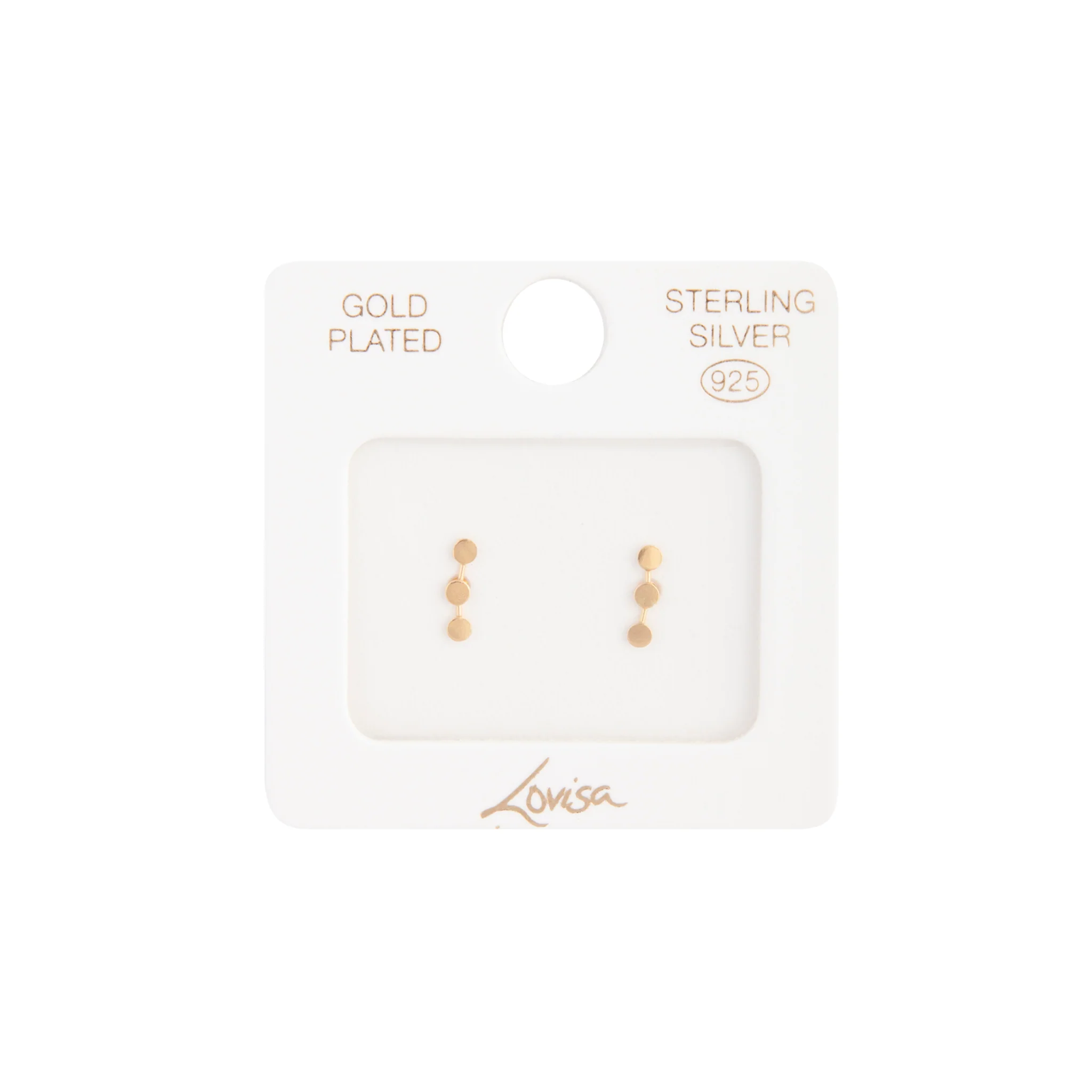 Gold Plated Sterling Silver Triple Dot Stud Earrings
