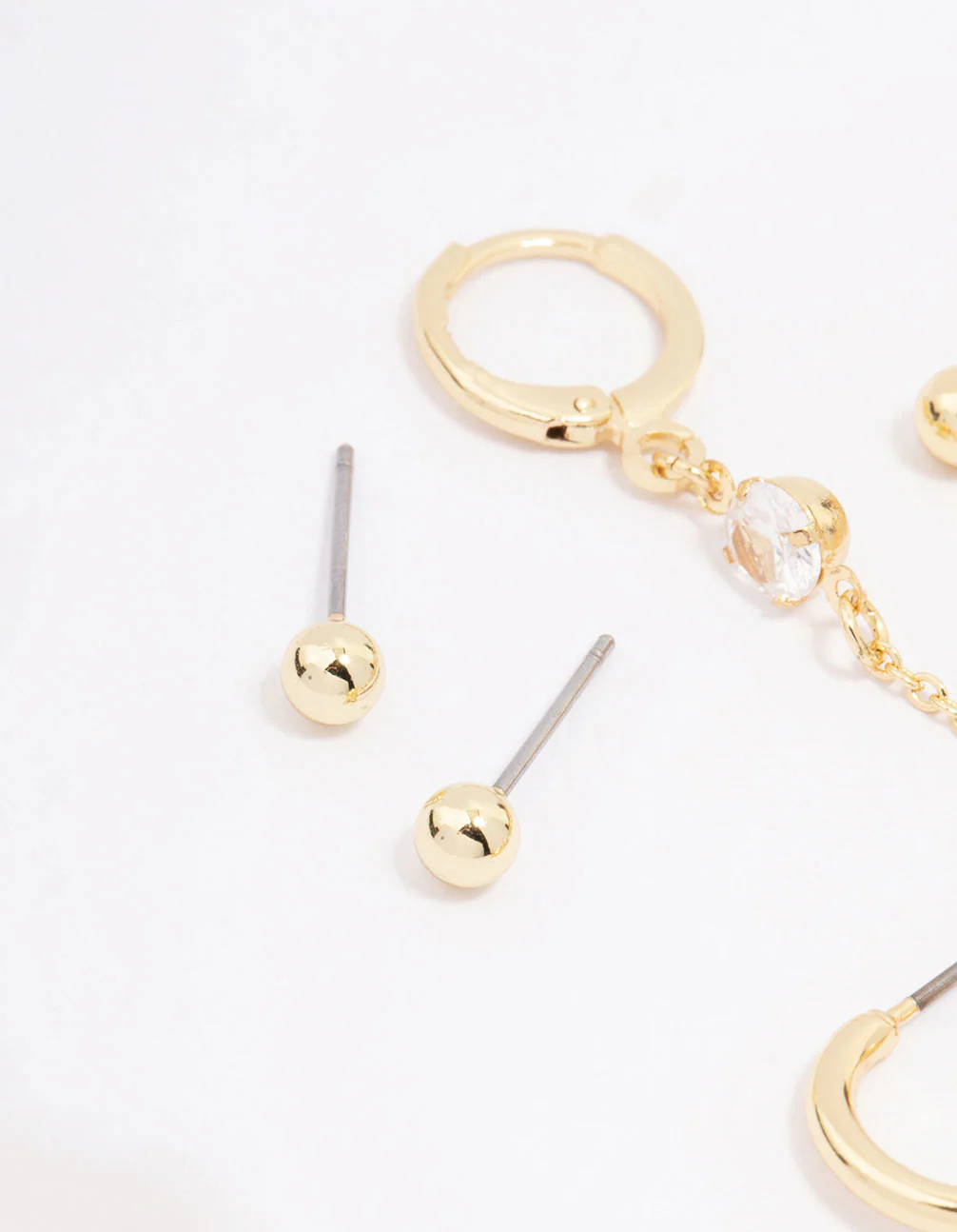 Gold Plated Baguette Hoop & Chain Earring 3-Pack - Image 2