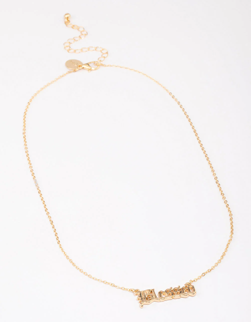 Gold Plated Blessed Script Pendant Necklace - Image 3
