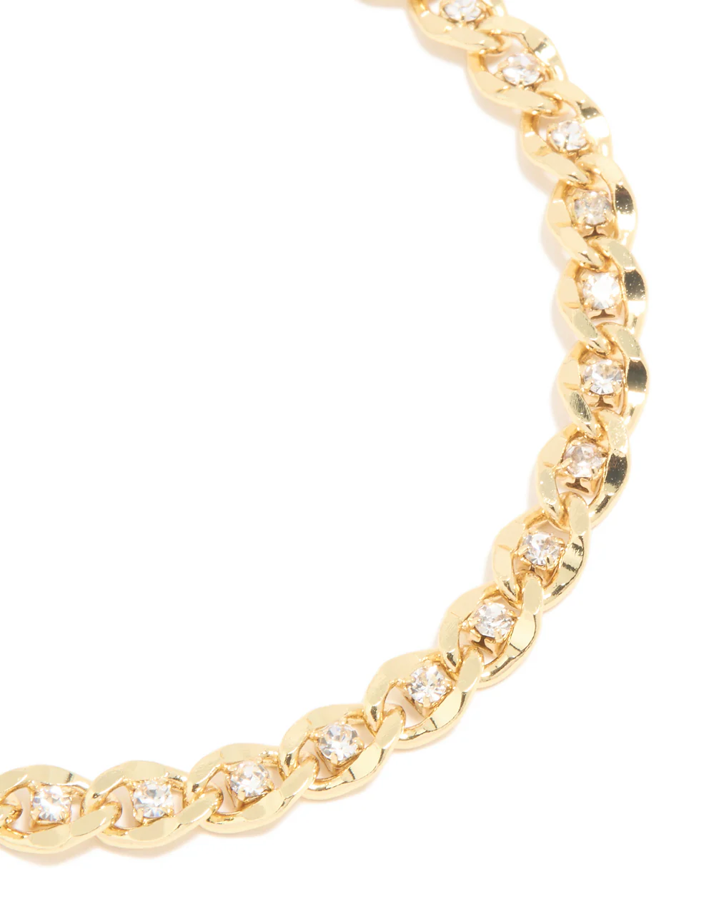Gold Plated Brass Cubic Zirconia Diamante Chain Bracelet - Image 4