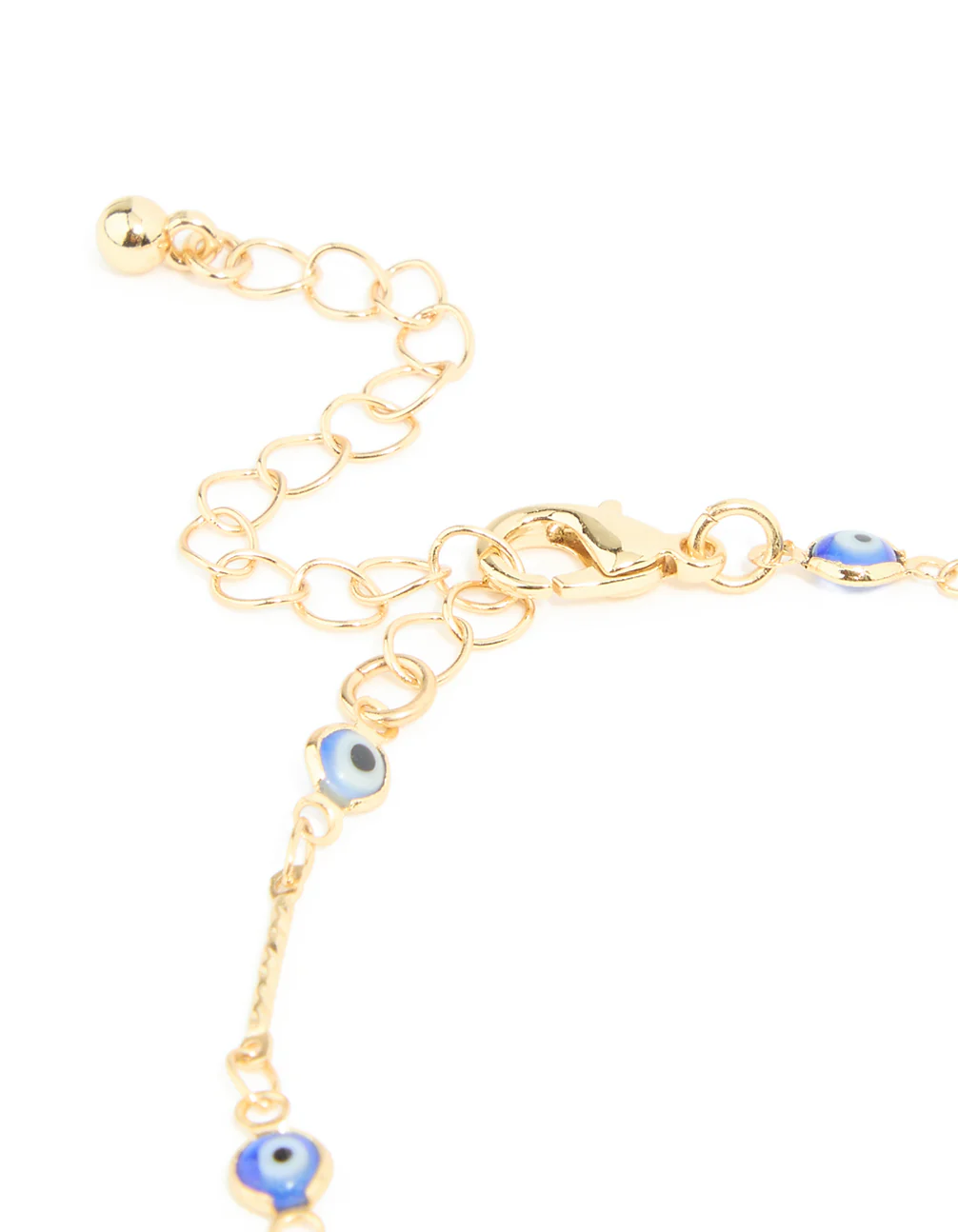 Gold Plated Brass Evil Eye Stone Chain Bracelet - Image 3