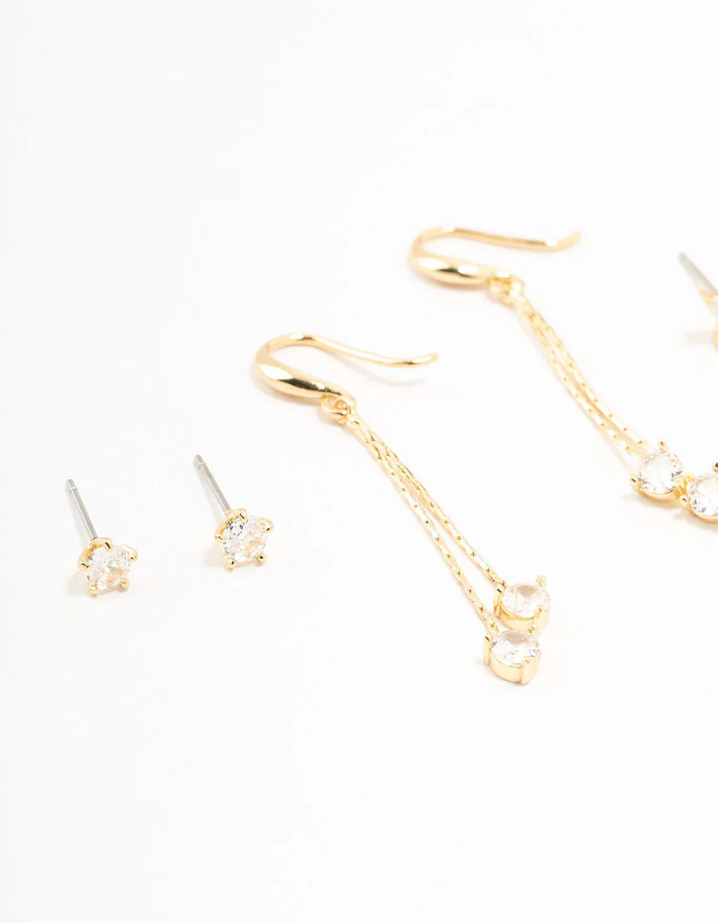 Gold Plated Butterfly Drop Earrings 3-Pack - Image 2
