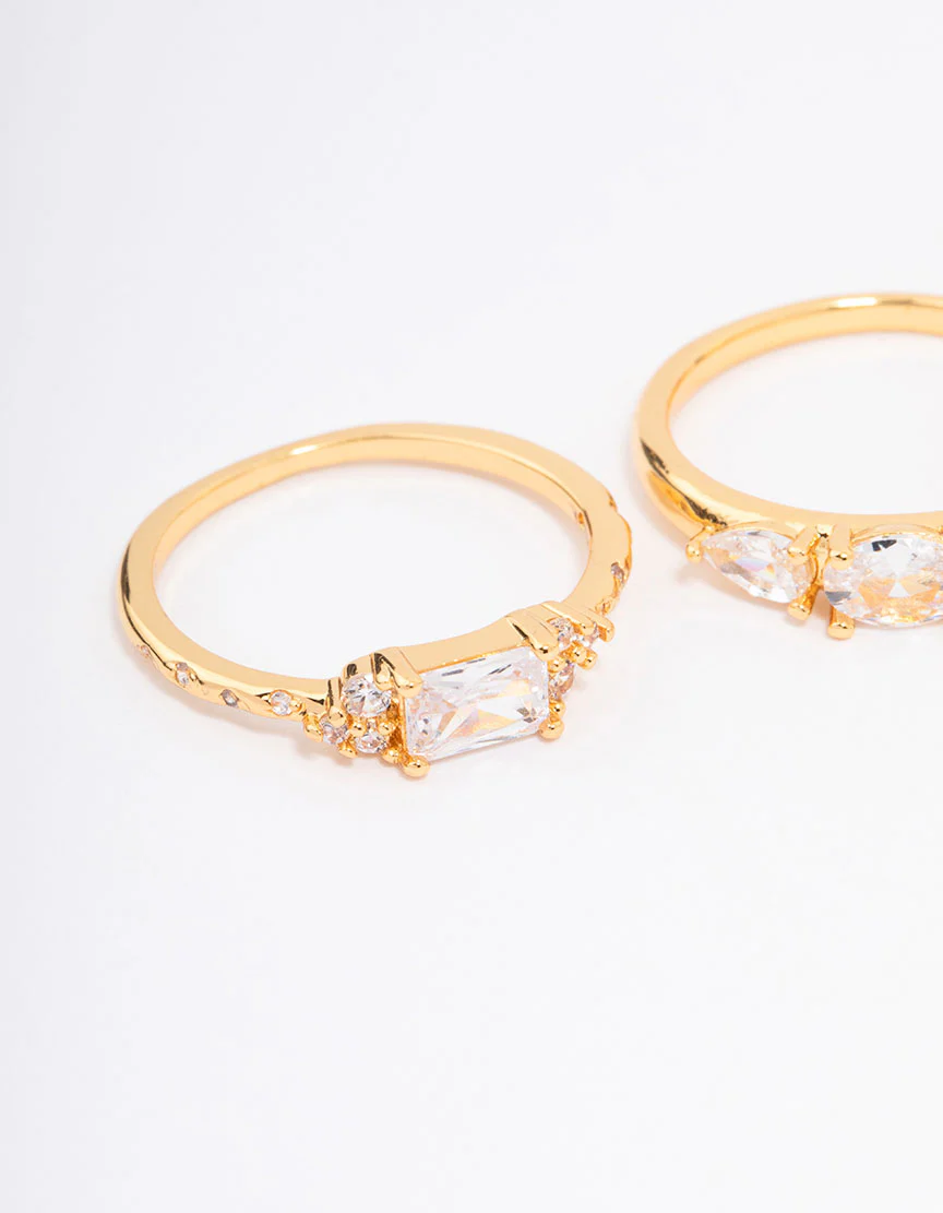 Gold Plated Butterfly Stacking Ring 3-Pack - Image 3