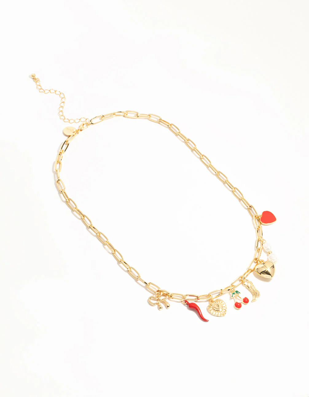 Gold Plated Chili & Cherry Charm Necklace - Image 4