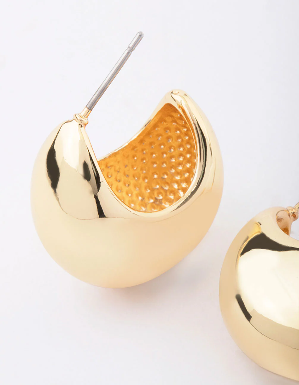 Gold Plated Brass Chunky Hoop Earrings - Image 4