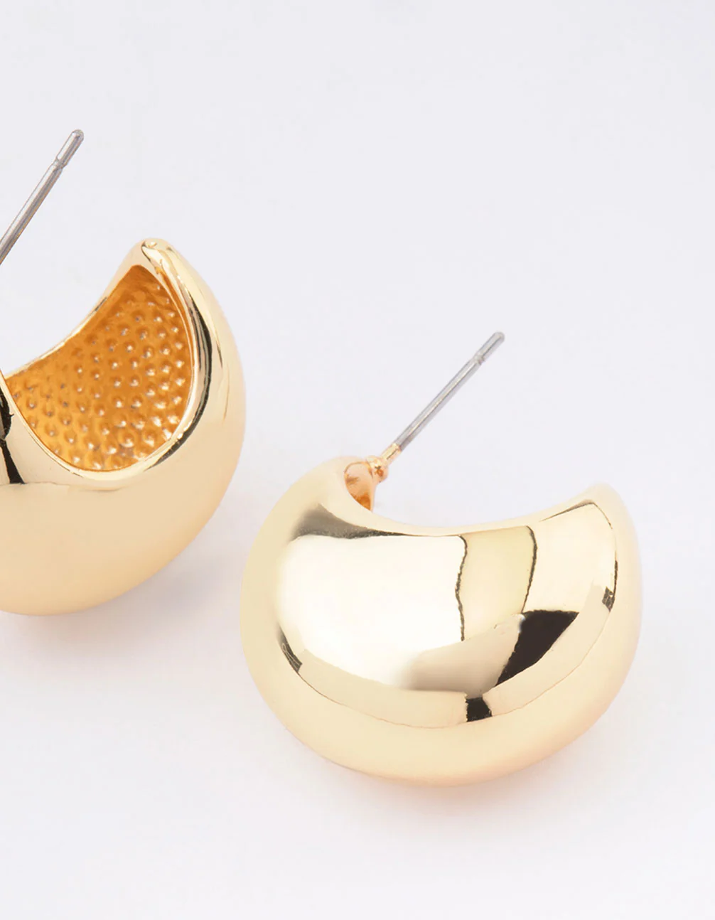 Gold Plated Brass Chunky Hoop Earrings - Image 5