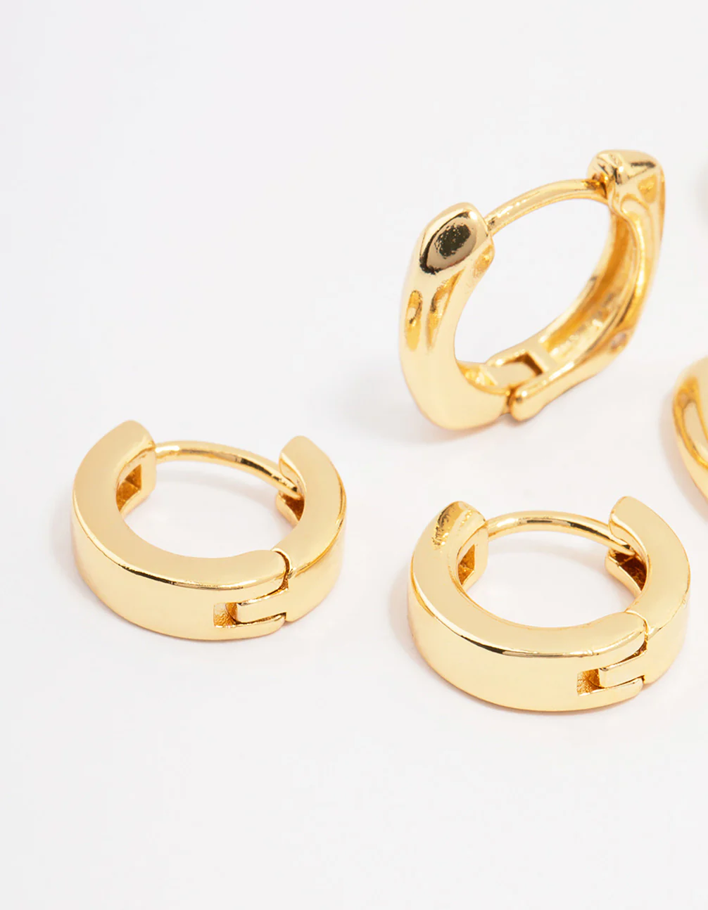 Gold Plated Brass Chunky Rope Huggie Hoop Earring 3-Pack - Image 2