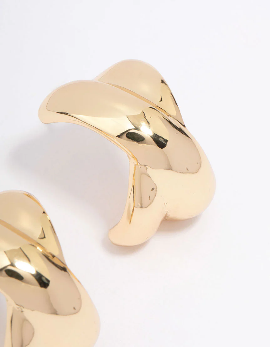 Gold Plated Cross Hoop Earrings - Image 3