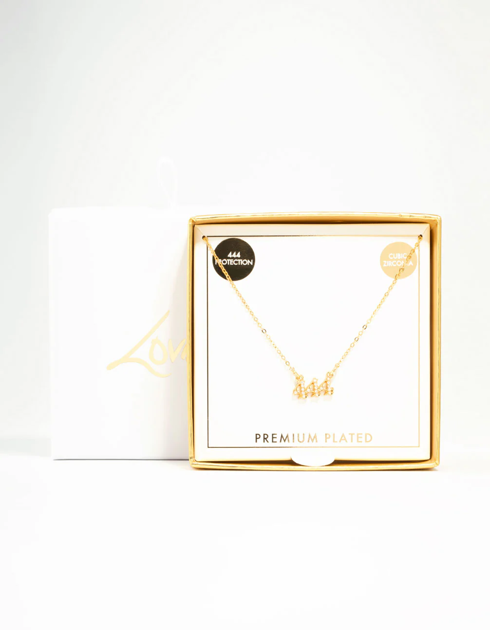 Gold Plated Cubic Zirconia 444 Angel Number Necklace - Image 4