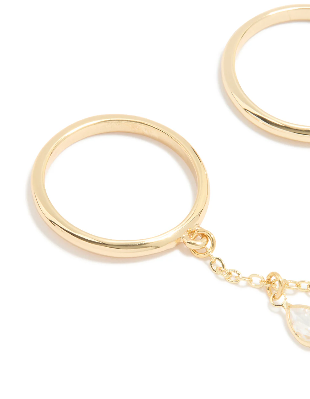 Gold Cubic Zirconia Drop Chain Ring - Image 2