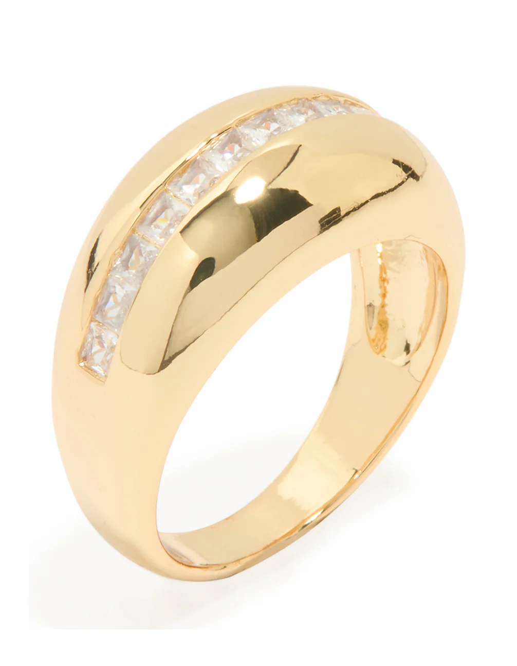 Gold Plated Cubic Zirconia Embellished Line Ring - Image 2