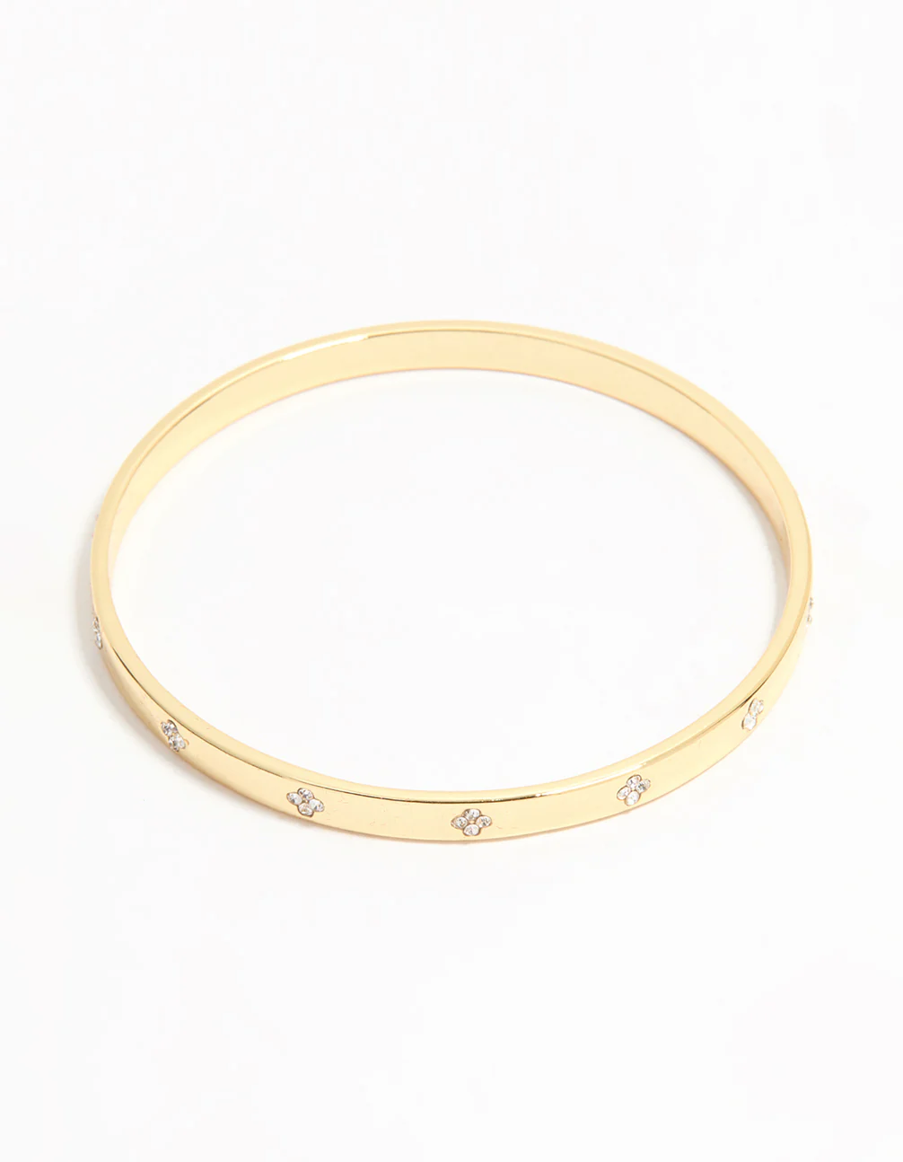Gold Plated Cubic Zirconia Flower Bangle