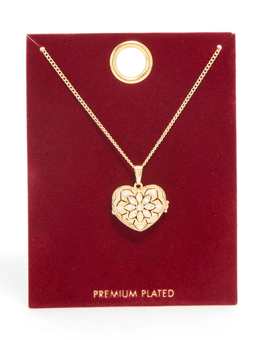 Gold Plated Cubic Zirconia Heart Locket Necklace - Image 4