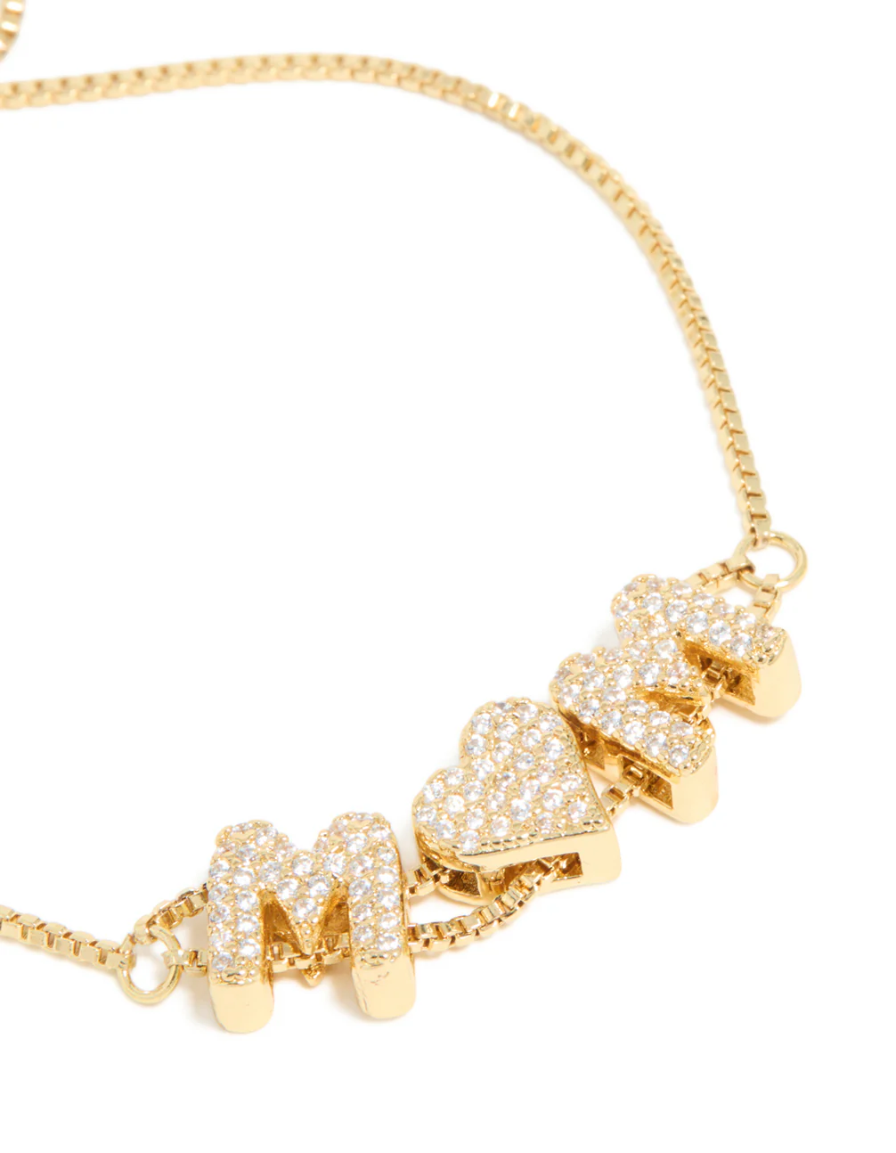 Gold Plated Cubic Zirconia 'Mum' Bubble Heart Toggle Bracelet - Image 3