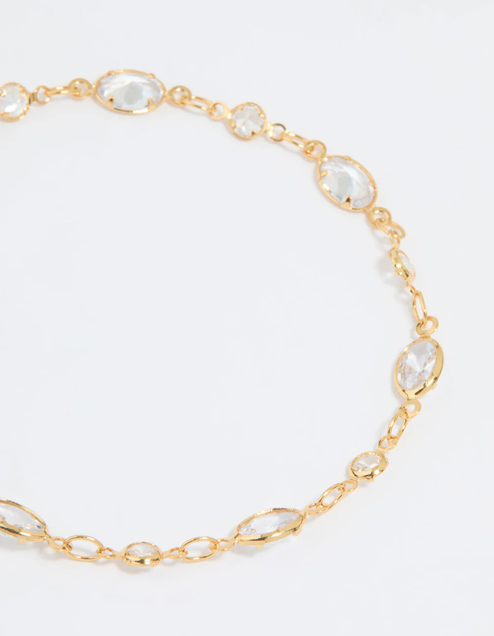 Gold Plated Cubic Zirconia Oval & Round Bracelet - Image 2