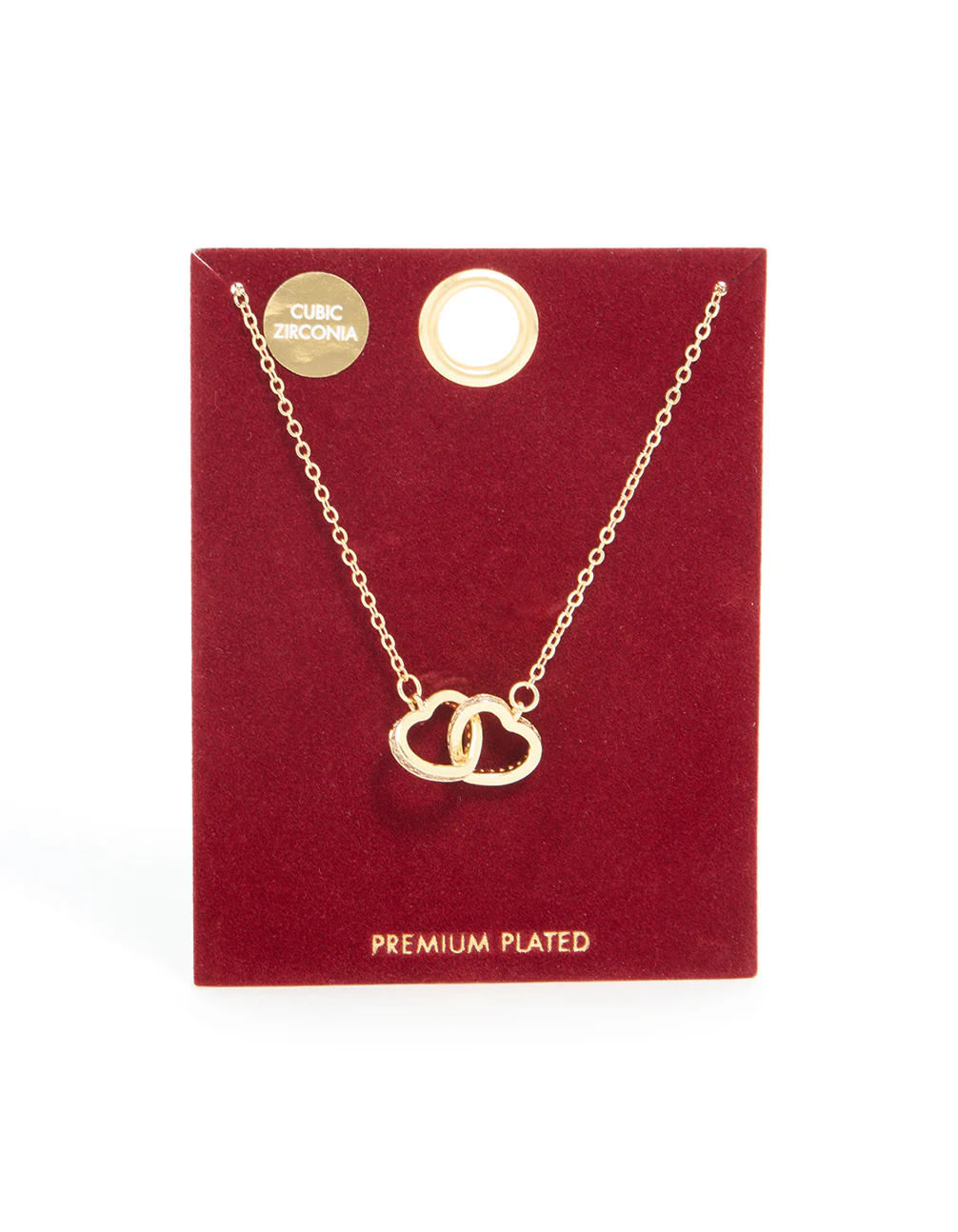 Gold Plated Cubic Zirconia Pave Heart Link Necklace - Image 4