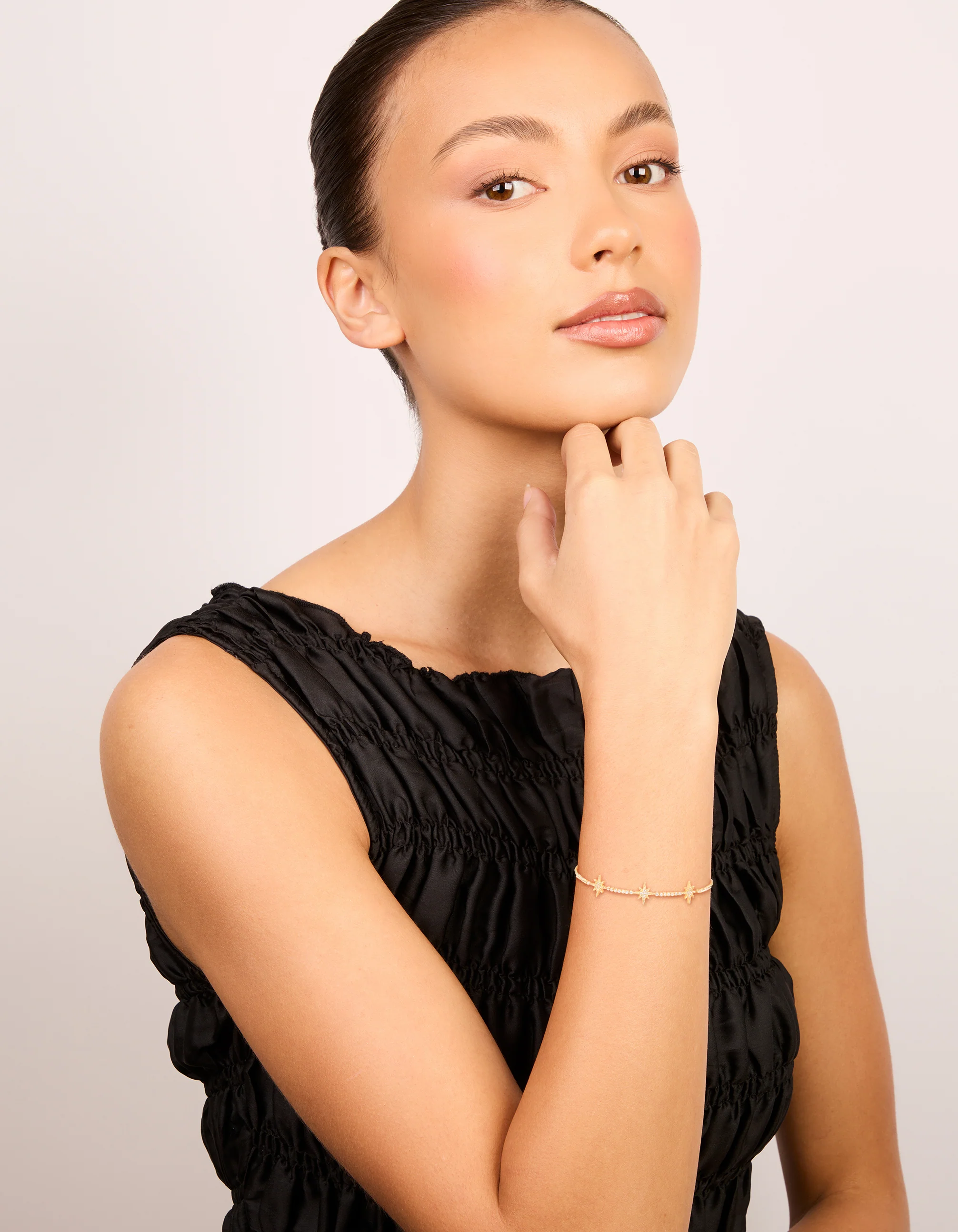 Gold Plated Cubic Zirconia Stars Toggle Bracelet - Image 3
