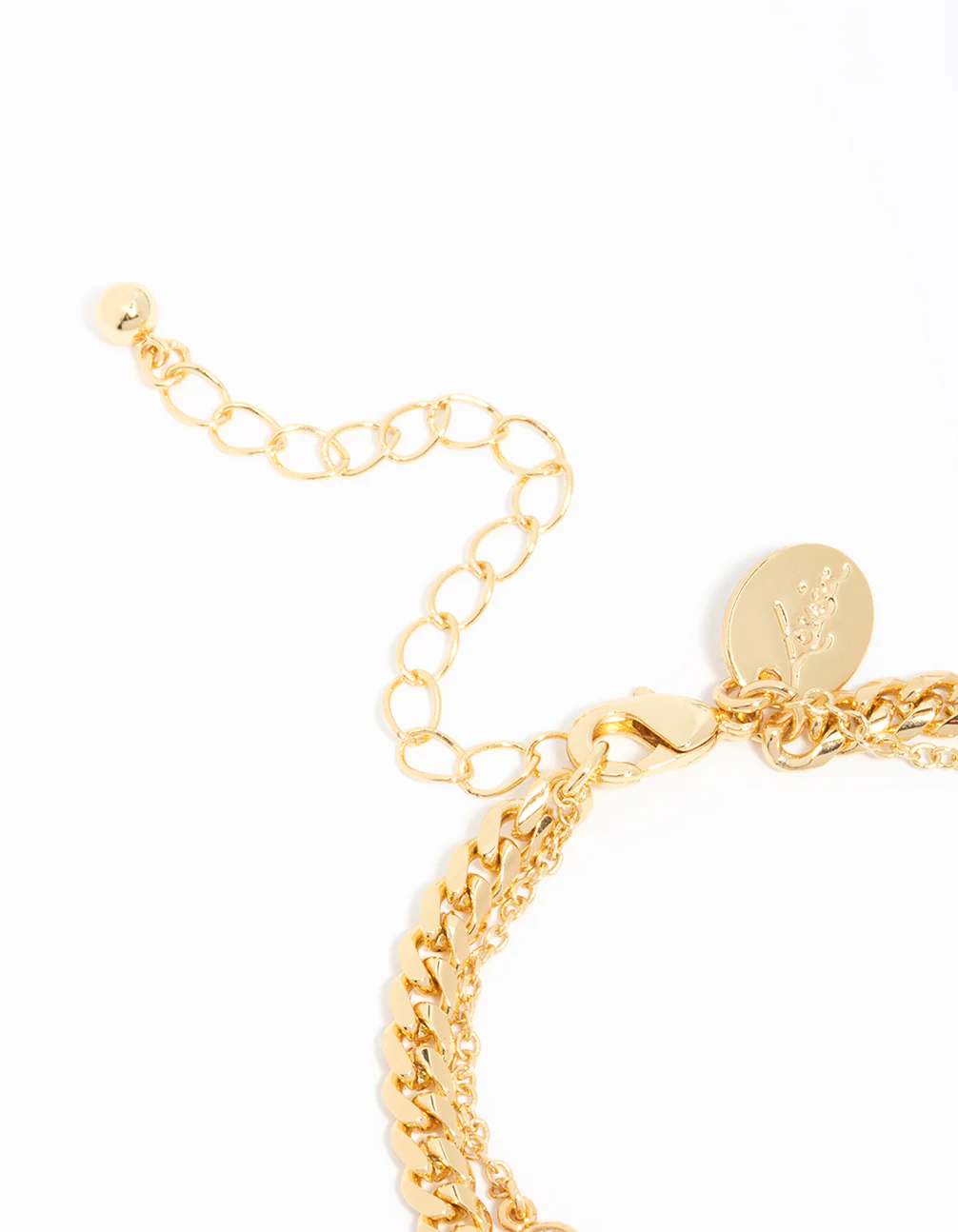 Gold Plated Cubic Zirconia Station & Chain Layered Bracelet - Image 3