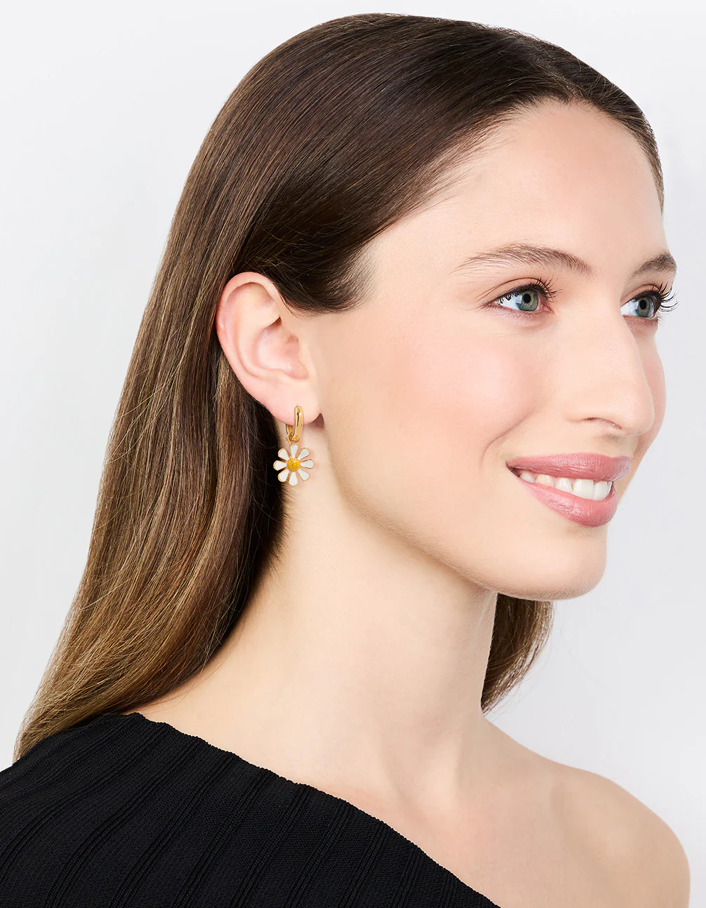 Gold Plated Daisy Huggie Earrings - Image 3